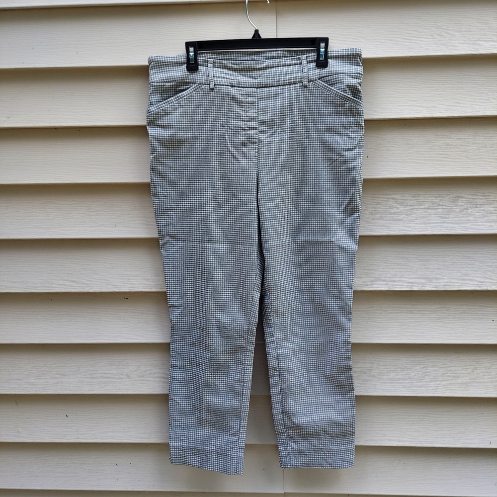 Hilary Radley Monochrome Checkered Capris Woman Capri Size XL StrCheckered Pants